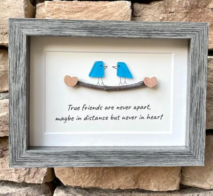 Sea Glass Art, Seaglass Birds, Friend Family Birthday Gift-Softonia
