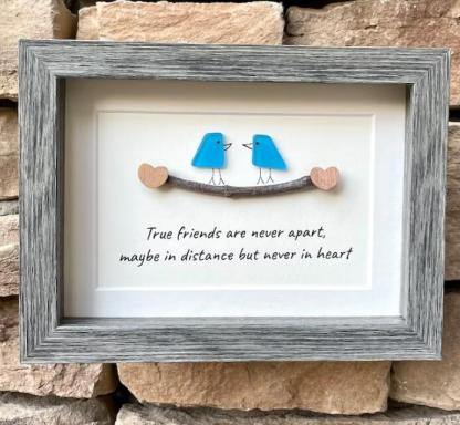 Sea Glass Art, Seaglass Birds, Friend Family Birthday Gift-Softonia