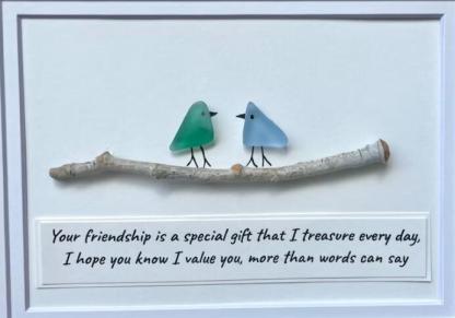 Sea Glass Art, Seaglass Birds, Friend Family Birthday Gift-Softonia