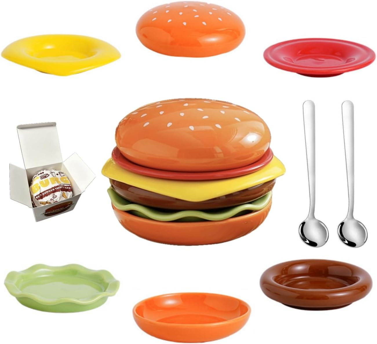Burger shaped bowl and plate creative tableware combination
