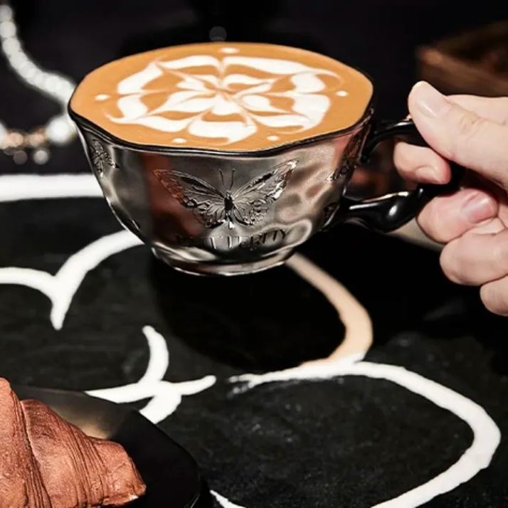 Dark Silver Butterfly Mug