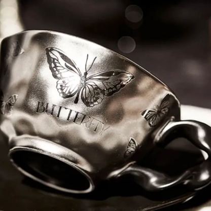 Dark Silver Butterfly Mug