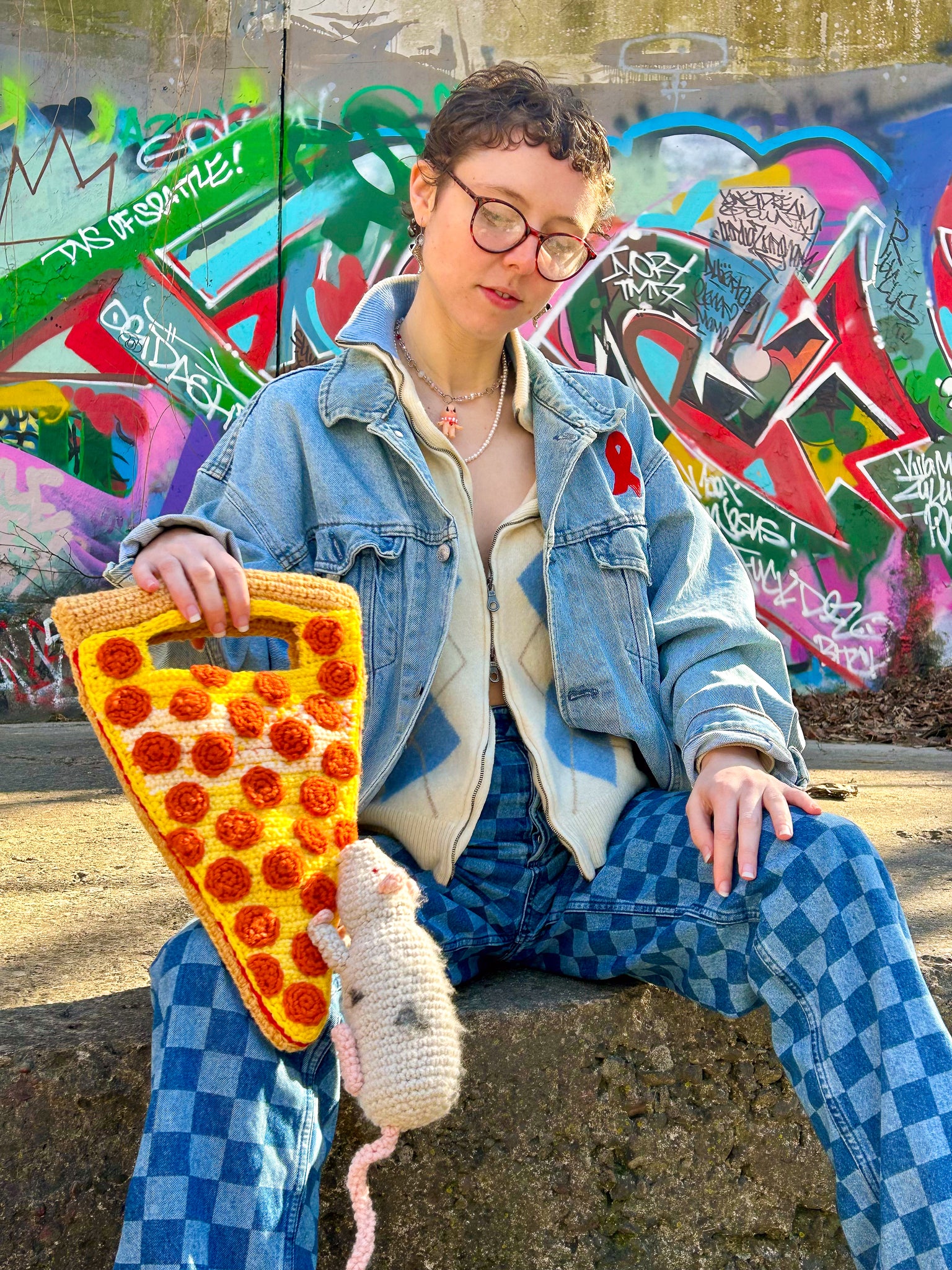 Handmade Pizza Rat Hand Bag❤️Free shipping