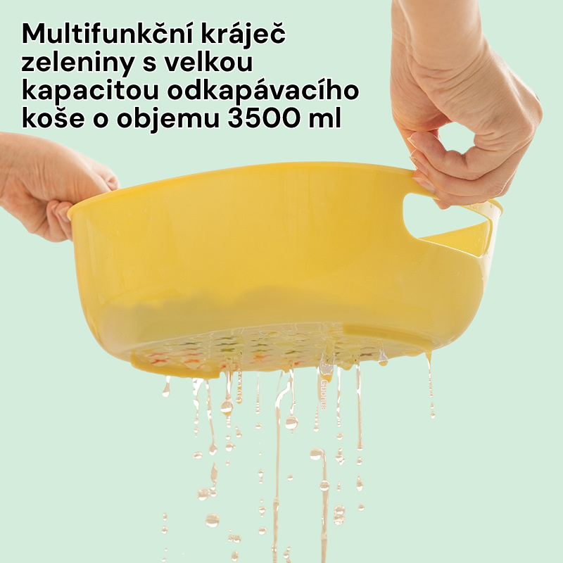 Multifunkční kráječ zeleniny s velkou kapacitou odkapávacího koše o objemu 3500 ml