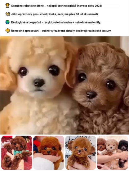 Krátká plyšová panenka s robotickým štěnětem