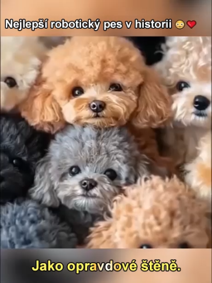 Krátká plyšová panenka s robotickým štěnětem