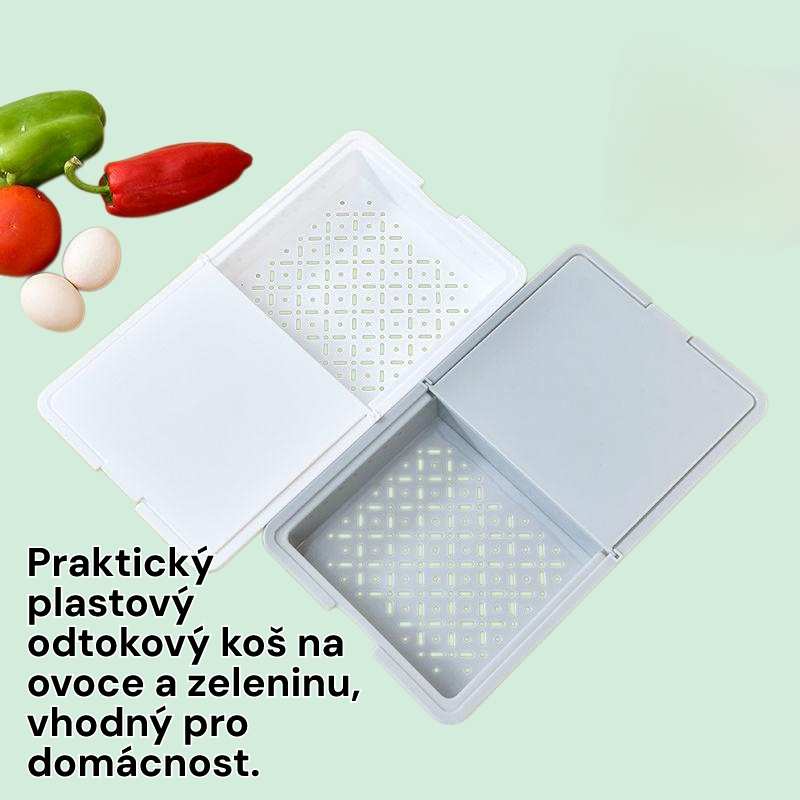 Plastový odtokový koš na ovoce a zeleninu pro domácnost