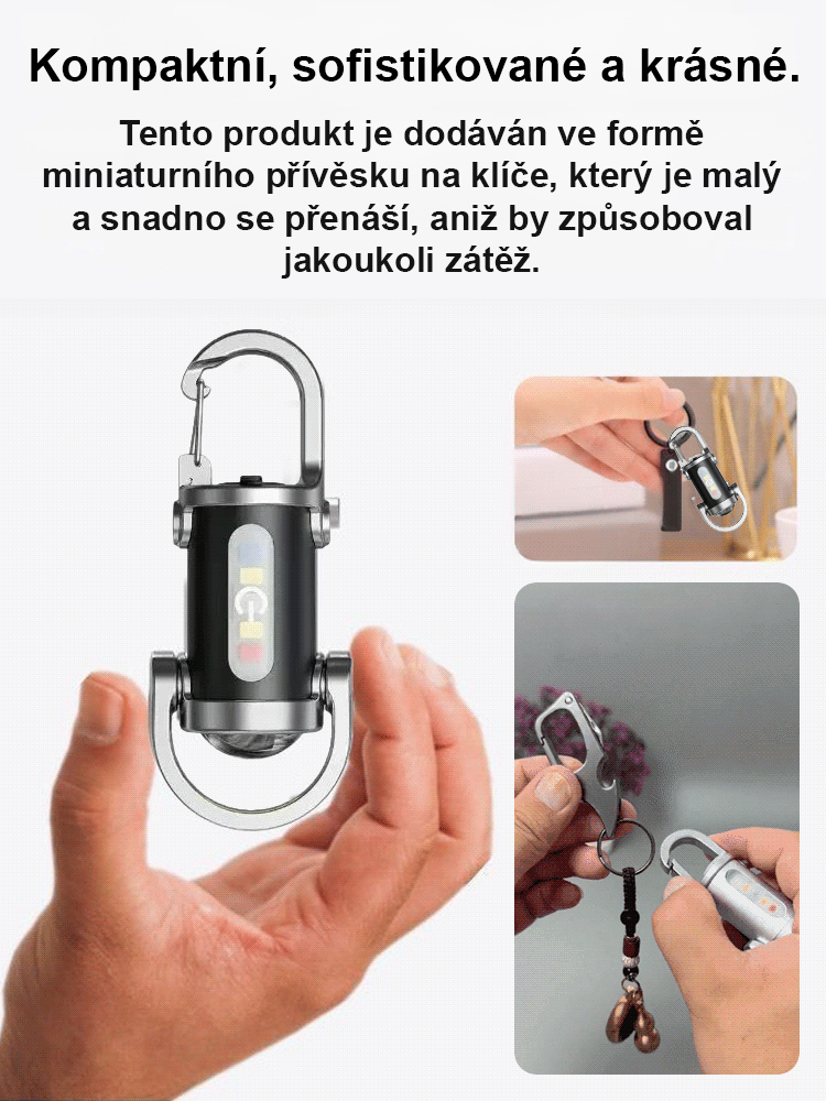 2025 Nejprodávanější svítilna na klíčenku - osvětlení/nabíječka/obranný nástroj!