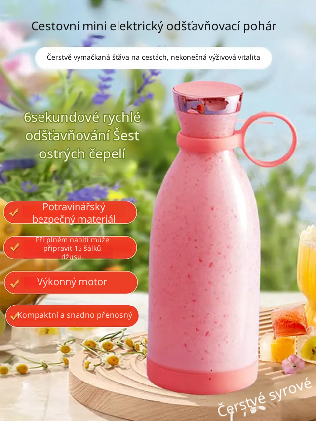 Cestovní mini elektrický odšťavňovač 🍹 Přidejte své oblíbené ovoce a získejte čerstvou šťávu během pouhých 10 sekund. Ideální pro rušná rána. 🍹 Lehký a kompaktní design vhodný na cesty, do posilovny i do kanceláře. Vychutnejte si zdravé drinky kdekoli. 