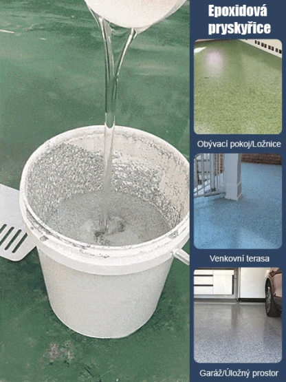 Modernizace epoxidového barevného pískového podlahového nátěru, povrch lesklý jako mramor, voděodolný a protiskluzový, odolný proti opotřebení!