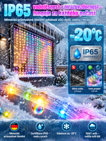 【🎉Inteligentní dynamická dekorační lampa】💝Přepínejte vánoční scény v mobilu nebo tvořte vlastní vzory. 🏠Vyzdobte balkón i fasádu za pár sekund bez zamotaných kabelů! 
