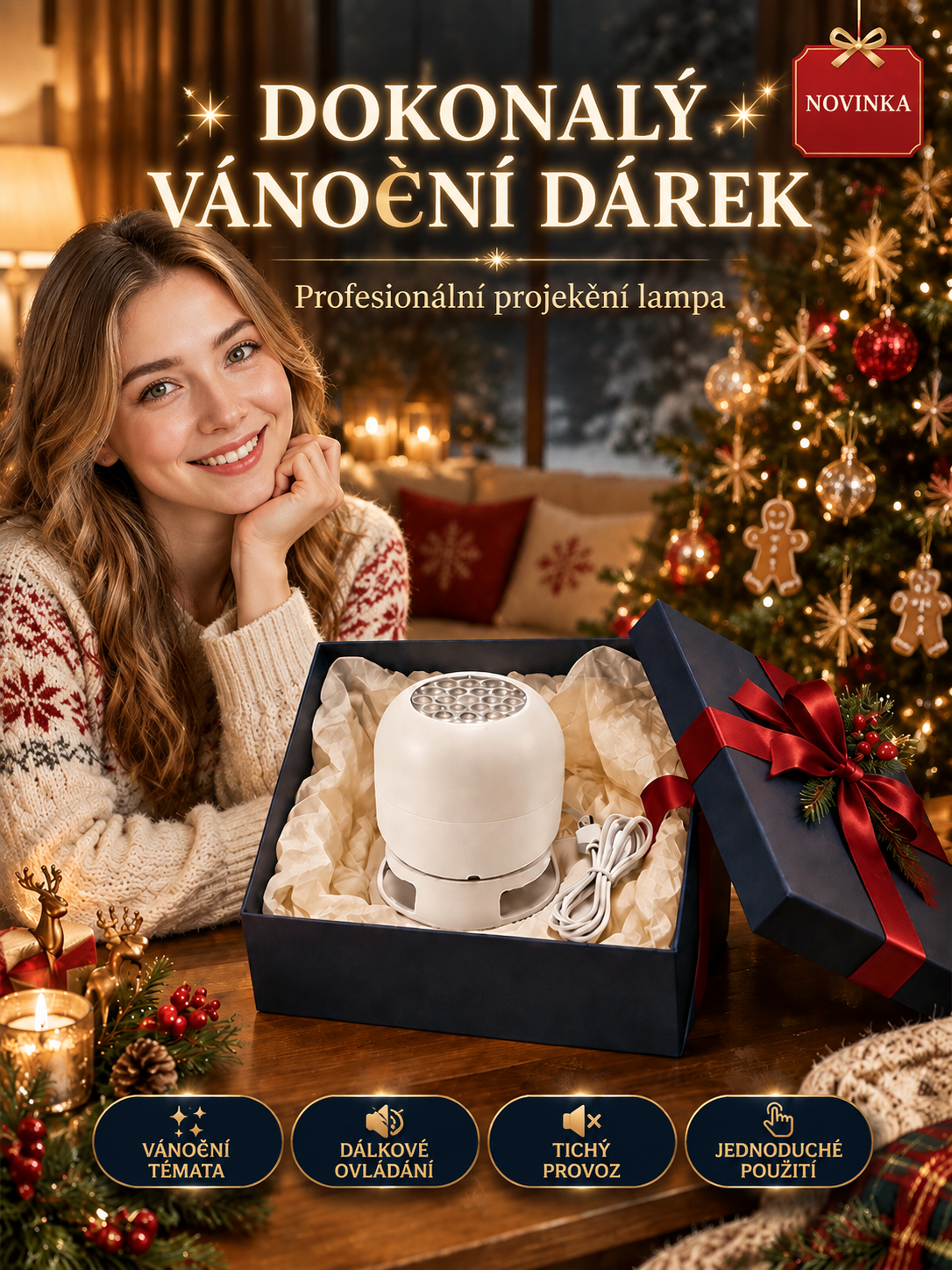 Domácí projekční lampa pro sváteční atmosféru
