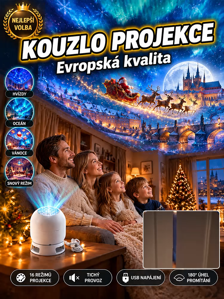 Domácí projekční lampa pro sváteční atmosféru