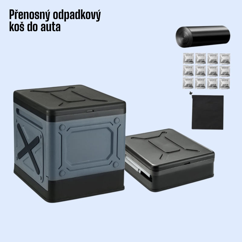 Přenosný odpadkový koš do auta