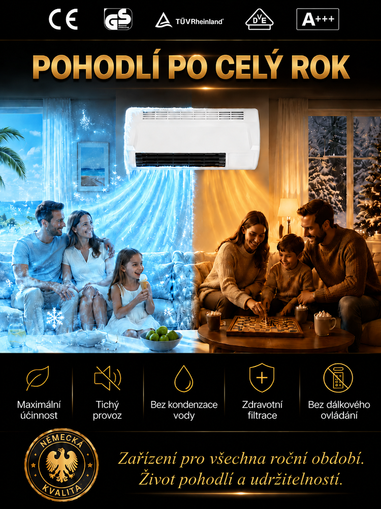 ❄️【Úspora energie 3.0】 Nástěnná klimatizace pro domácnost! Hit letošního léta. Bez vrtání, rychlá instalace. Chladí, topí a čistí vzduch.