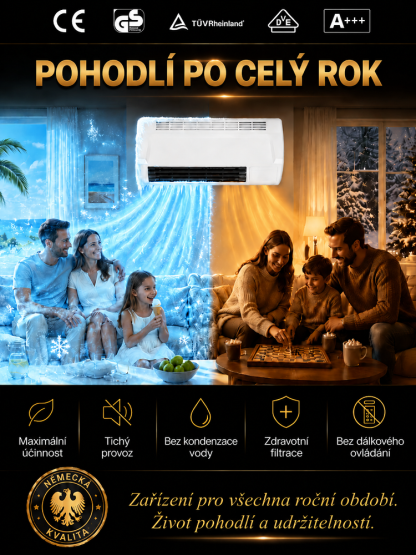 ❄️【Úspora energie 3.0】 Nástěnná klimatizace pro domácnost! Hit letošního léta. Bez vrtání, rychlá instalace. Chladí, topí a čistí vzduch.