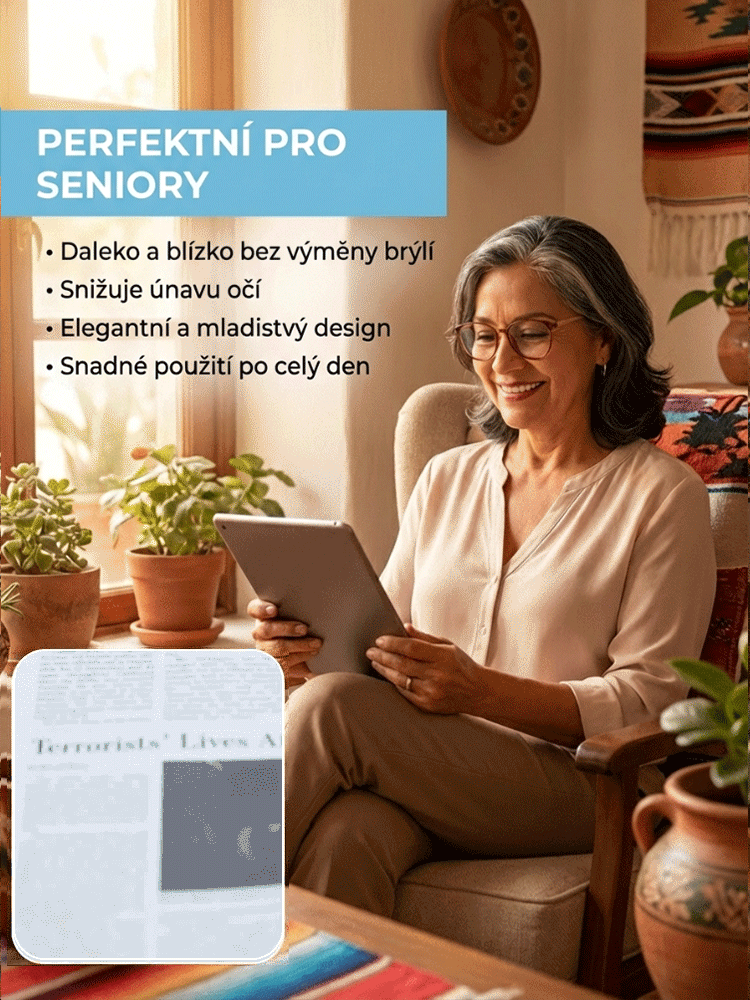 Moderní bifokální brýle proti únavě očí, omlazující vzhled