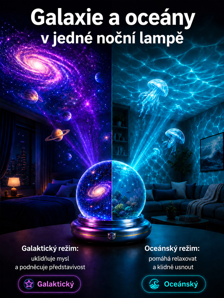 4K Holografický Projektor Moře a Vesmíru | 360° Projekce do Pokoje i Auta