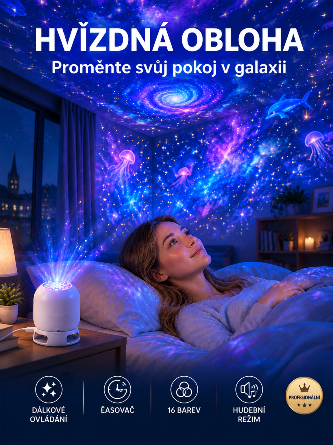Domácí projekční lampa pro sváteční atmosféru