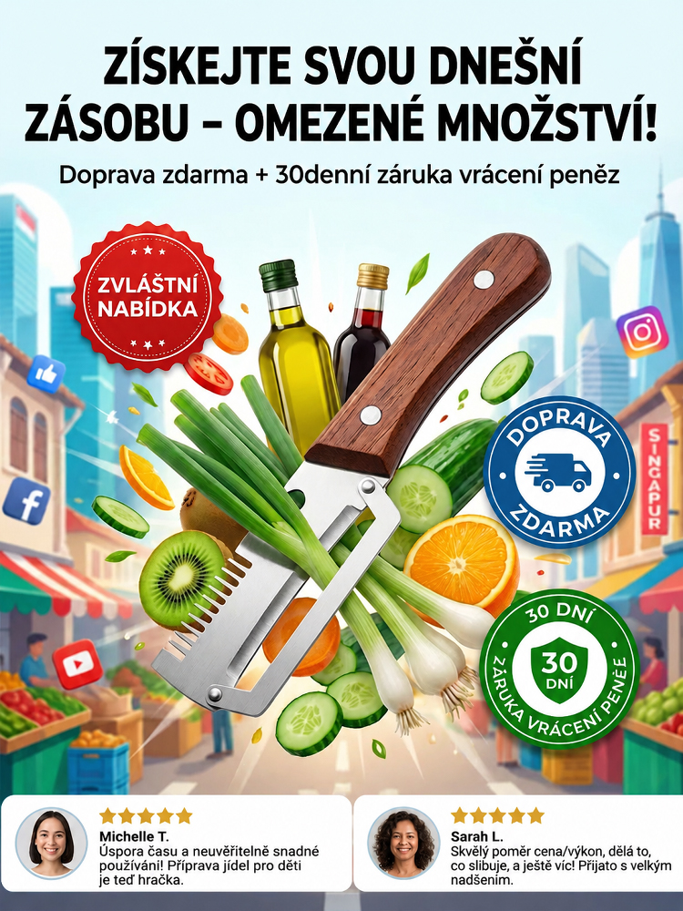 💡Volba mnoha hospodyněk! Kuchyňský pomocník 3v1: krájí, loupe a otevírá lahve. Z nerezové oceli a snadno omyvatelný.