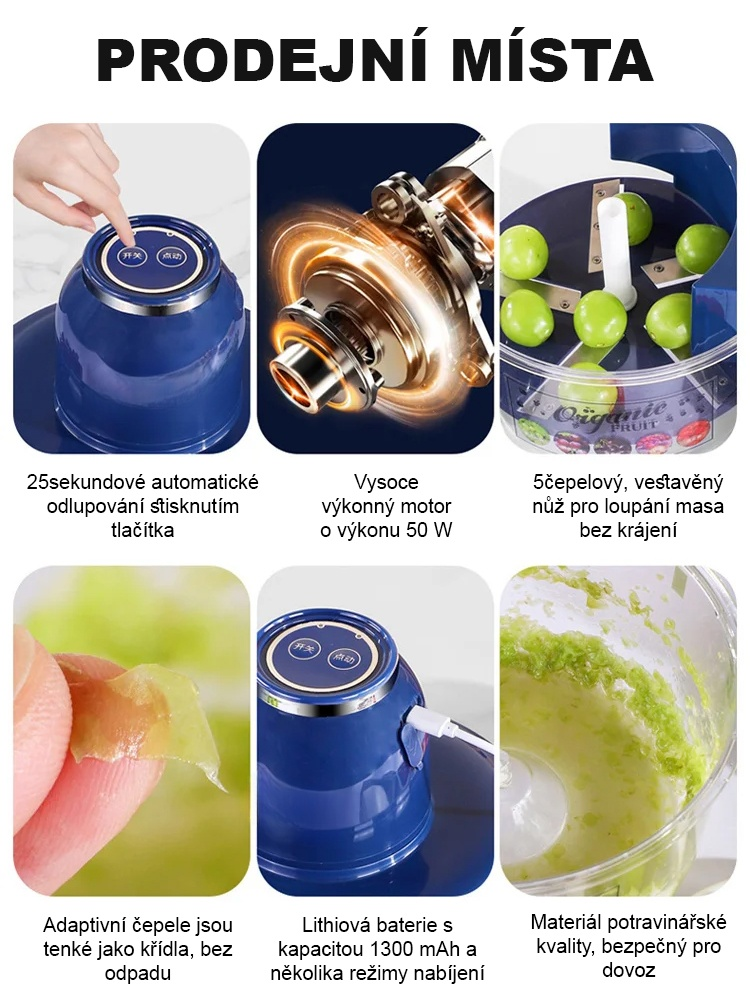 Přenosný automatický loupací přístroj na ovoce