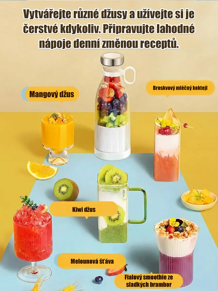 Cestovní mini elektrický odšťavňovač – pohár