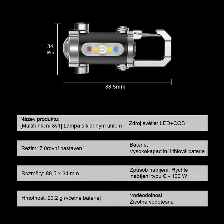 Víceúčelová nouzová svítilna✨Režimy vysokého jasu, nízkého jasu a stroboskopu splní různé potřeby