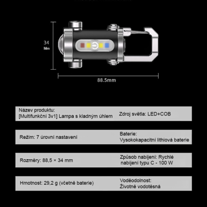 Víceúčelová nouzová svítilna✨Režimy vysokého jasu, nízkého jasu a stroboskopu splní různé potřeby