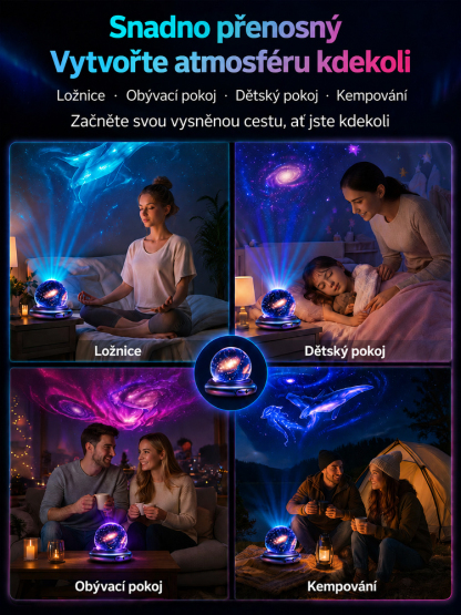 4K Holografický Projektor Moře a Vesmíru | 360° Projekce do Pokoje i Auta