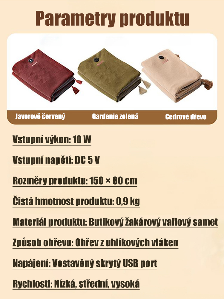 Grafenová vyhřívaná zahřívací deka