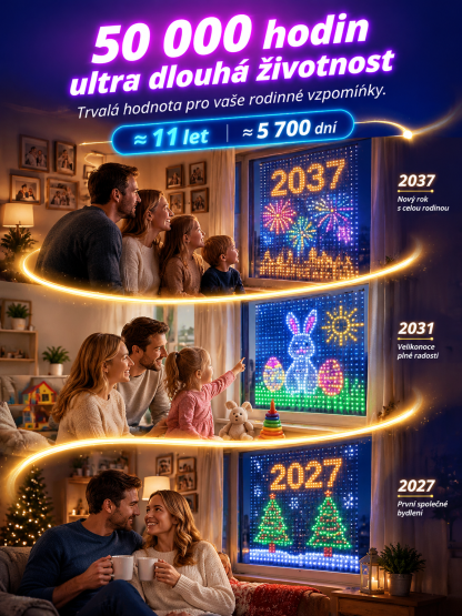 【🎉Inteligentní dynamická dekorační lampa】💝Přepínejte vánoční scény v mobilu nebo tvořte vlastní vzory. 🏠Vyzdobte balkón i fasádu za pár sekund bez zamotaných kabelů! 