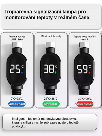  Chytrý vodotěsný sprchový teploměr s displejem teploty