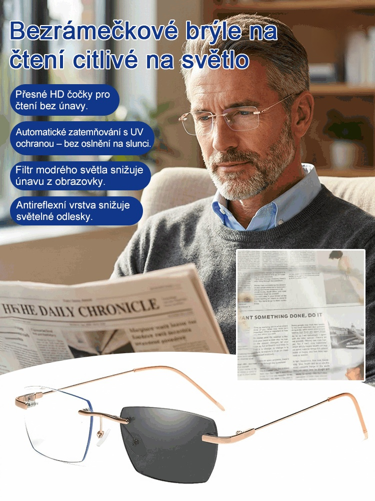 Čočky Eterlens – Samozatmavovací bezrámové multifokální brýle pro dámy a pány