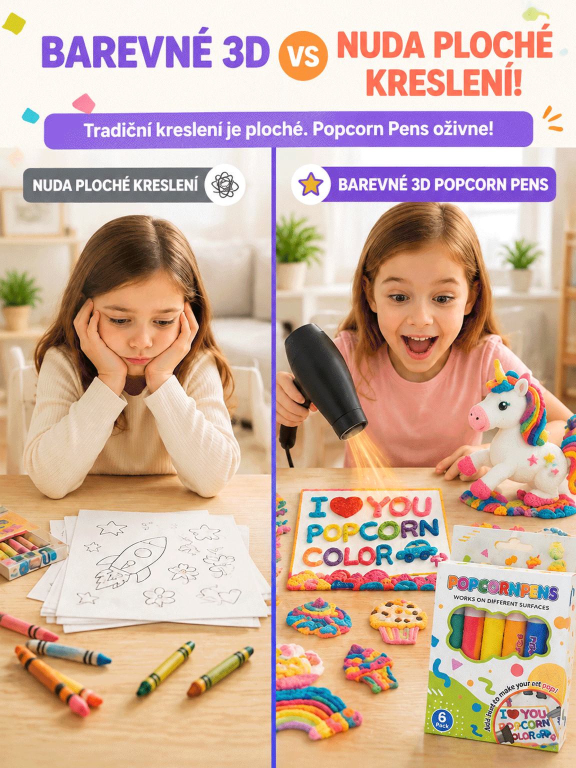 【Rovinná malba se mění v prostorové umění】3D kreslicí pero – Kreslete v prostoru snadno, dokonalý dárek pro děti!