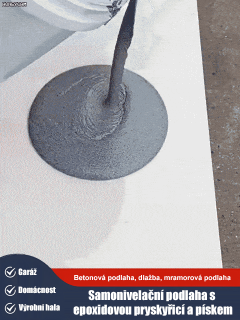 Modernizace epoxidového barevného pískového podlahového nátěru, povrch lesklý jako mramor, voděodolný a protiskluzový, odolný proti opotřebení!