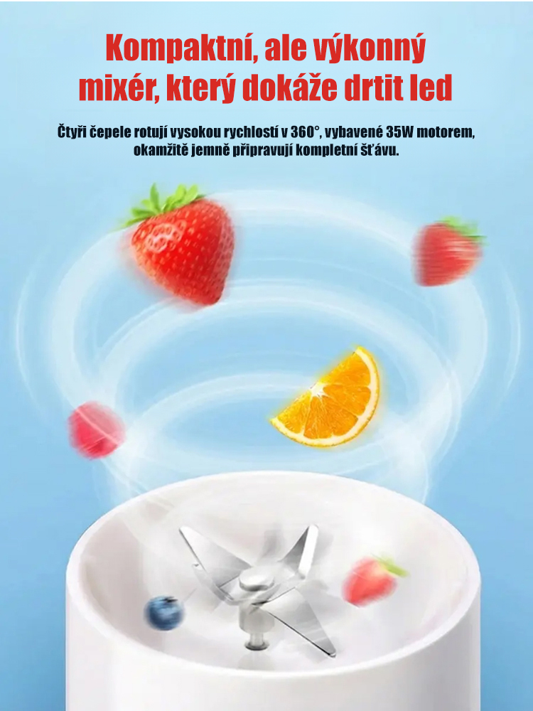 Cestovní mini elektrický odšťavňovač – pohár