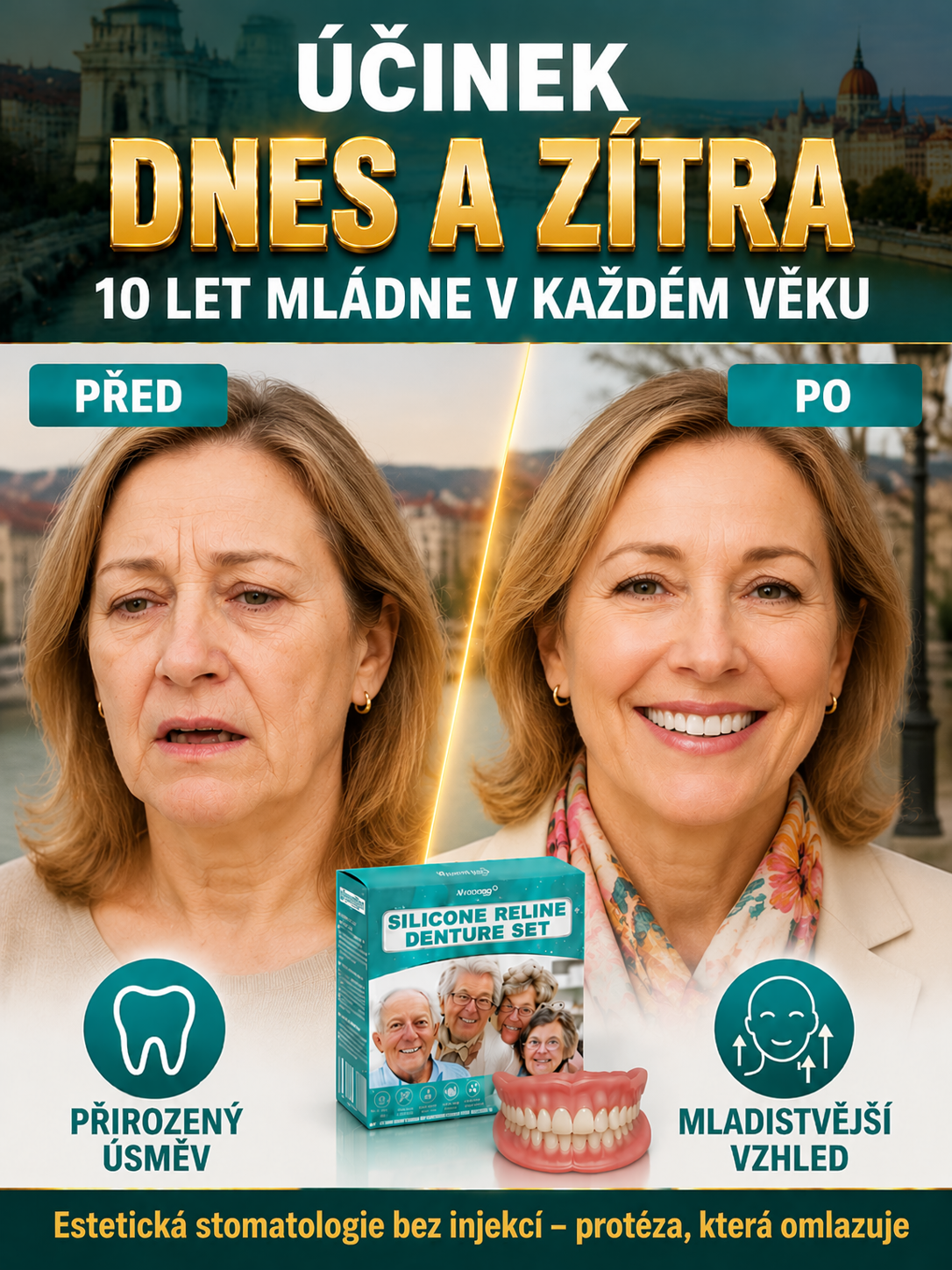 DIYcos nová sada kompletní horní a dolní zubní protézy