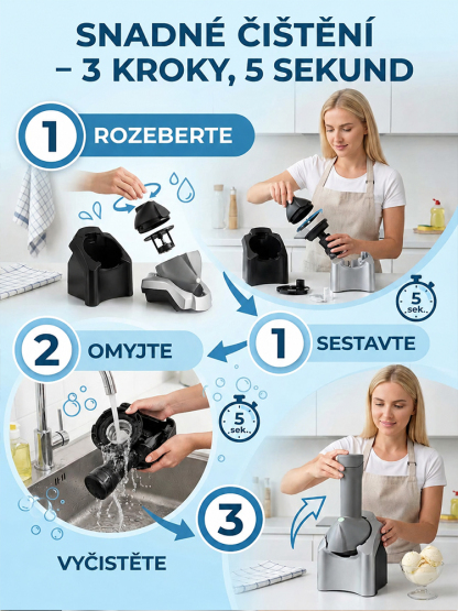 ❄️Plně automatický výrobník zmrzliny – připravený za pouhou minutu pro okamžité ochlazení