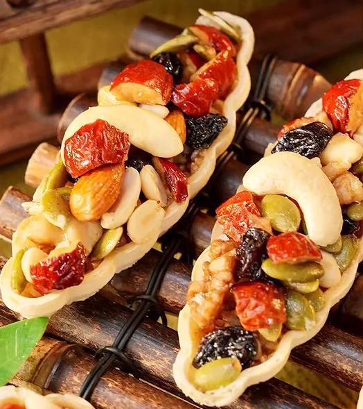 California specialty Eight Treasures Nut Crisp, packed with a variety of nuts—crispy and delicious!