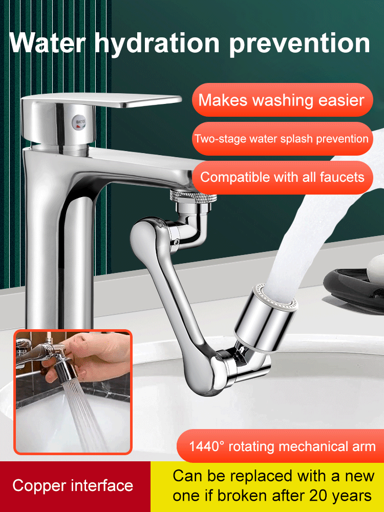 Installing this mechanical arm extender on the home faucet is incredibly useful!