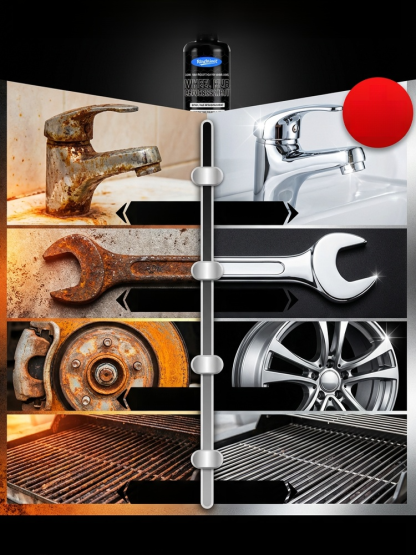 Powerful metal rust remover and protector, it not only removes rust but also eliminates stains, restoring the shine and brightness of metal! 