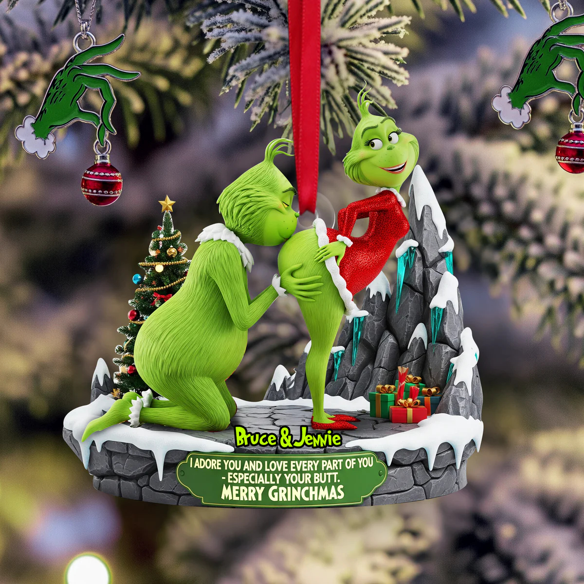 Grinch Couple Christmas Ornament Set