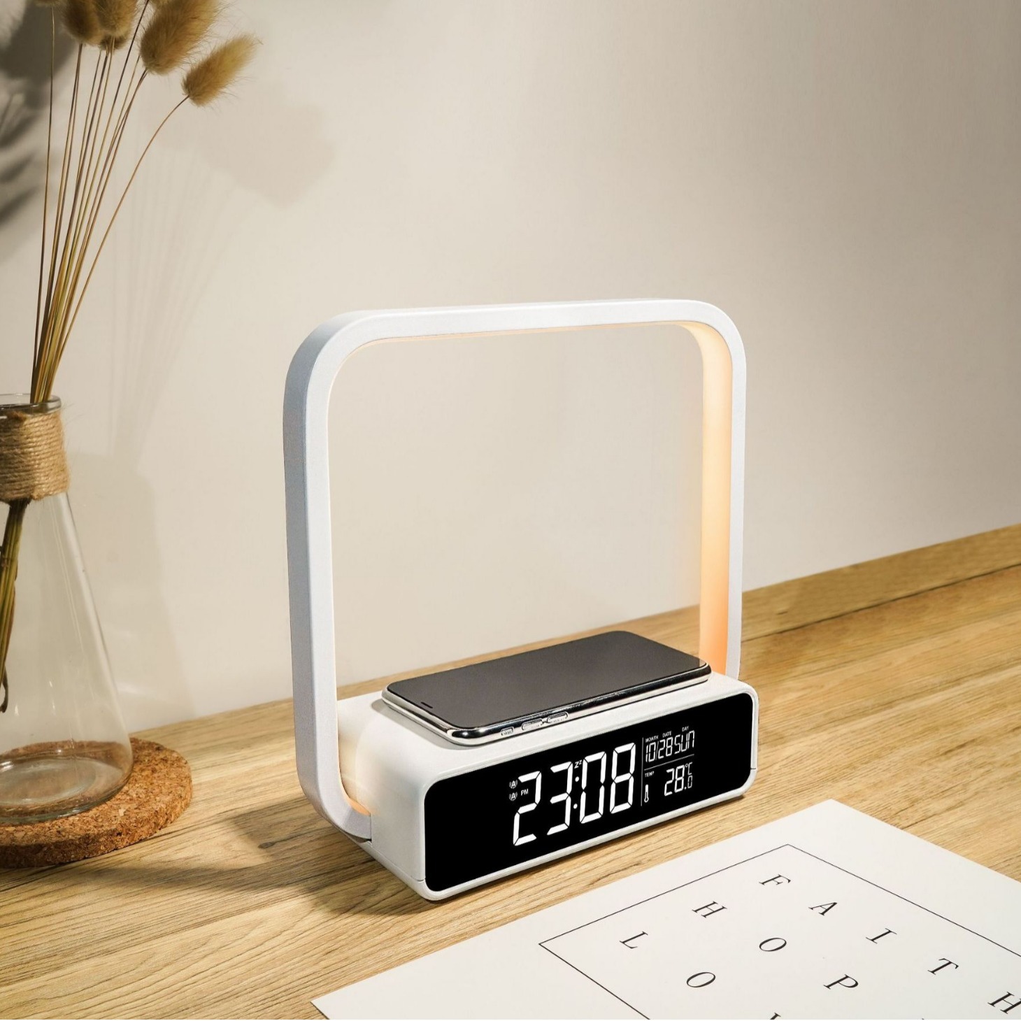 Wireless charging bedside LED desk lamp