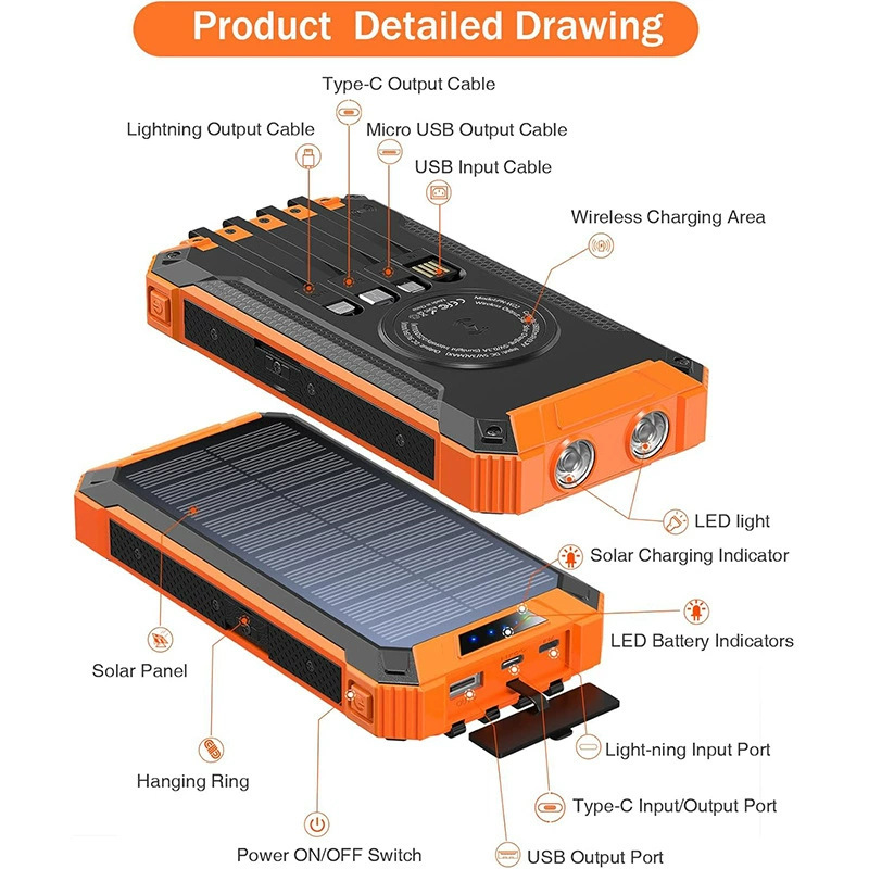 Wireless charging solar power bank