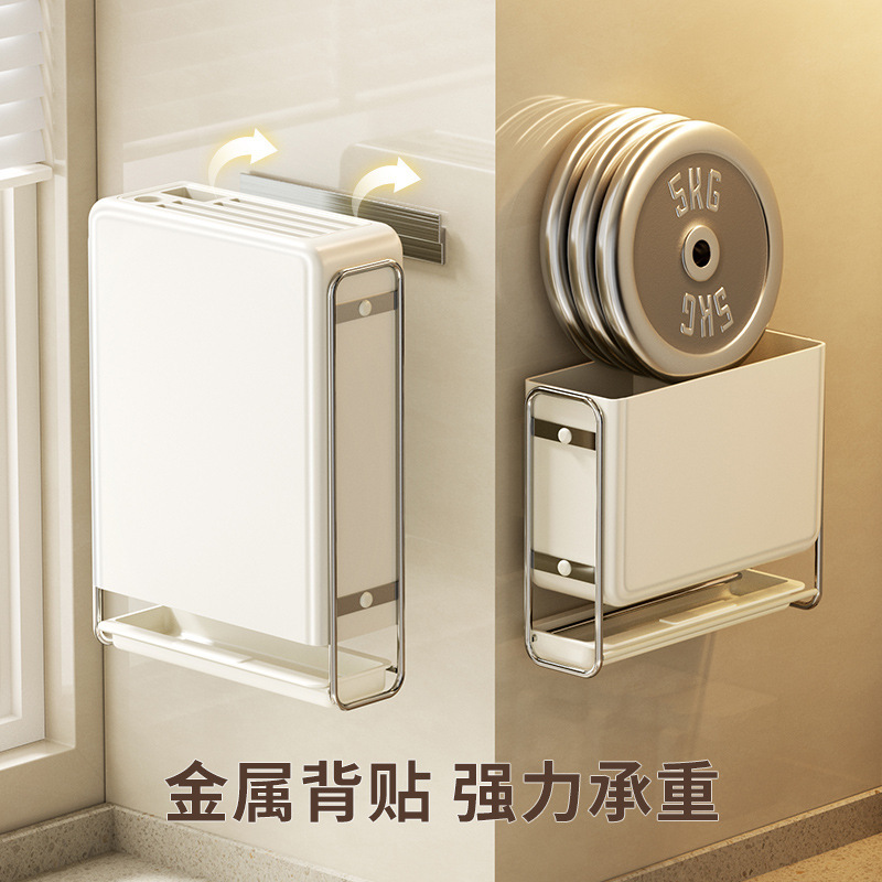 Wall-mounted kitchen storage rack without drilling holes