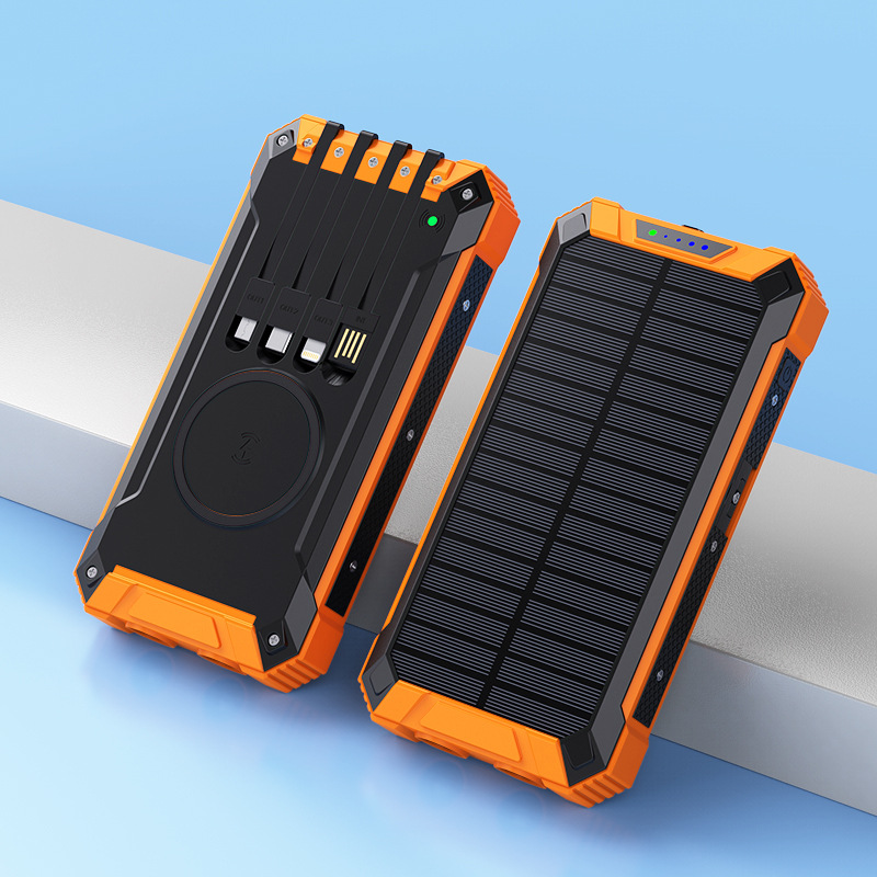 Wireless charging solar power bank