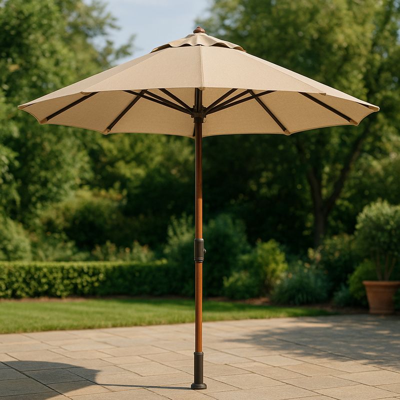 Parasol Rond Toile Polyester Beige 300 cm Mât Aluminium