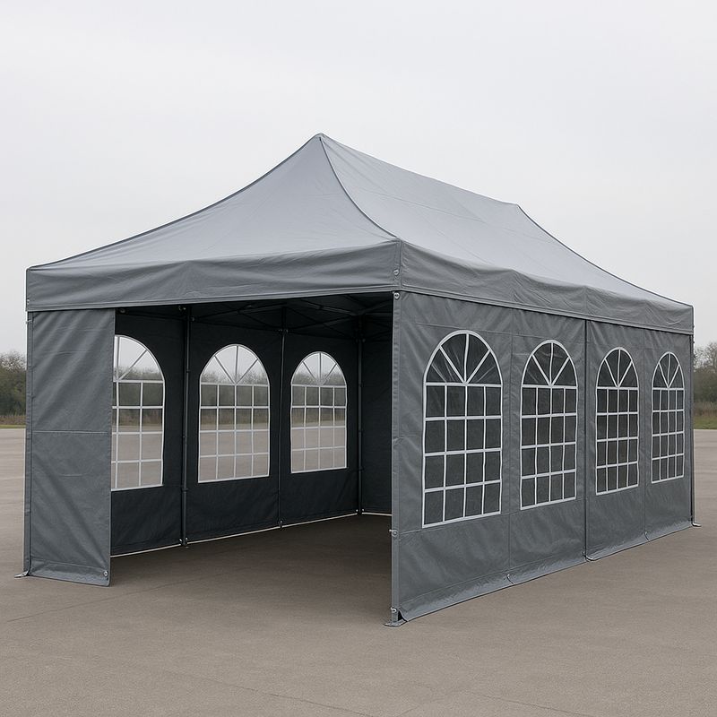 Tente de réception en acier galvanisé 3x6m gris