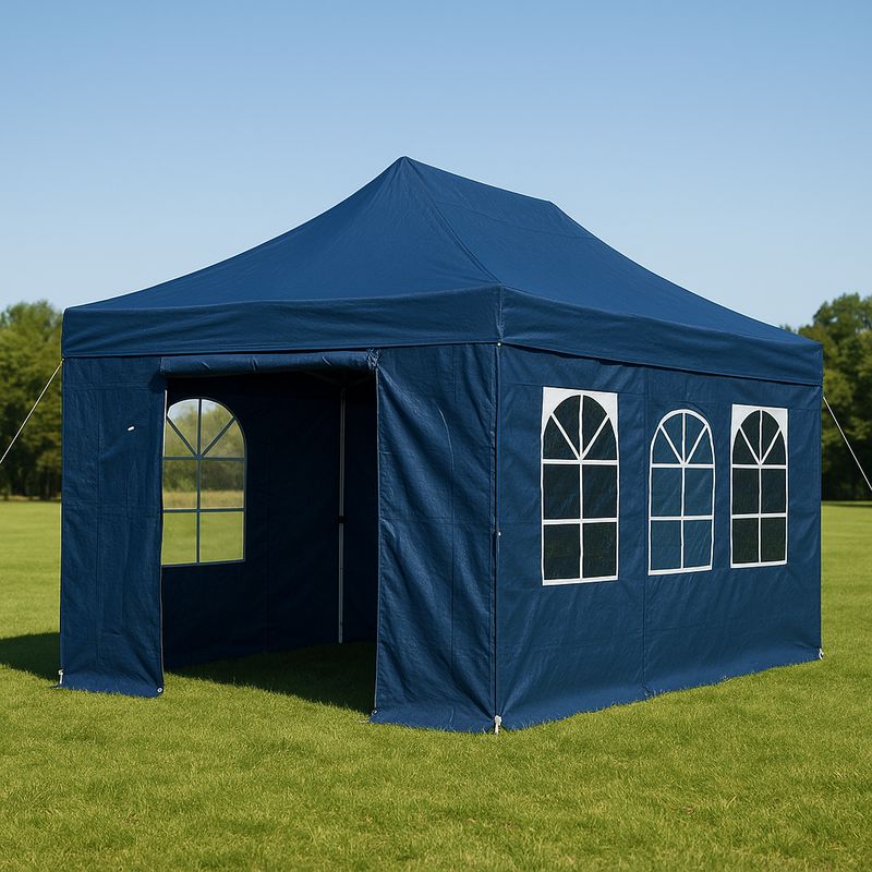 Tente en polyester bleu structures métalliques 3x3m