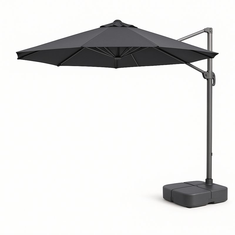 Parasol en Aluminium Tissé Polyester Parasol Déporté 300 cm Rond Noir